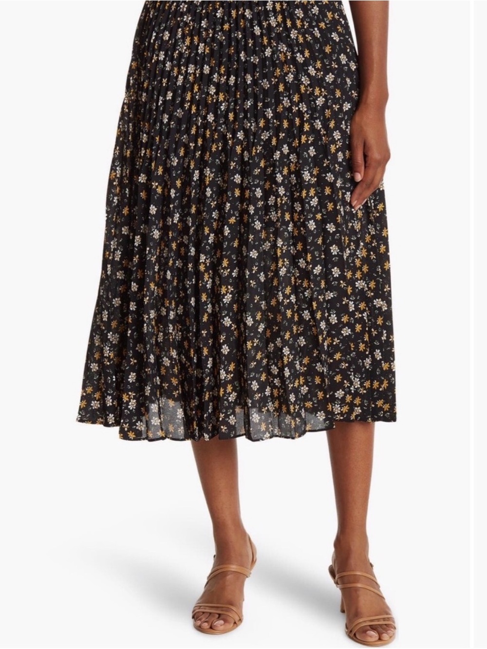 Max Studio Pleated Floral Midi Skirt Sz Medium